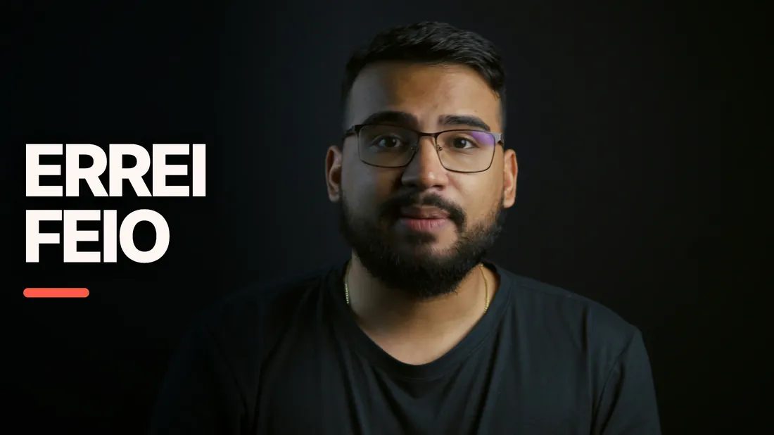 Miniatura de vídeo com retrato de frente e chamada em duas linhas